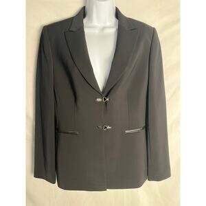 Tahari Arthur S. Levine Gray Blazer Jacket Hook Closure Size 8